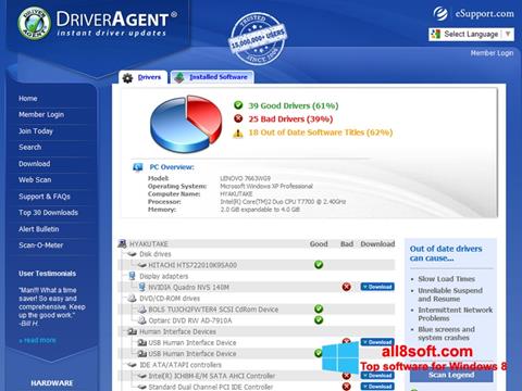 Screenshot DriverAgent für Windows 8