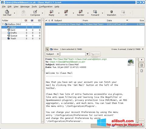 Screenshot Claws Mail für Windows 8