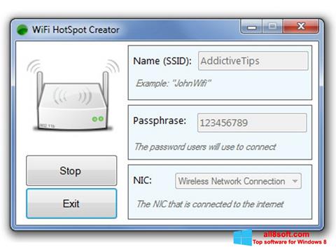 Screenshot Wi-Fi HotSpot Creator für Windows 8