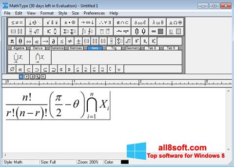 Screenshot MathType für Windows 8