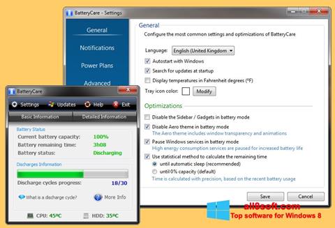 Screenshot BatteryCare für Windows 8