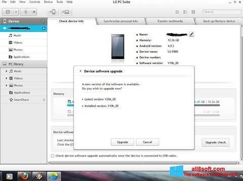 Screenshot LG PC Suite für Windows 8