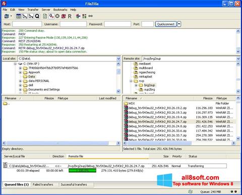 Screenshot FileZilla für Windows 8