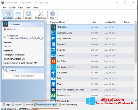 Screenshot Uninstall Tool für Windows 8