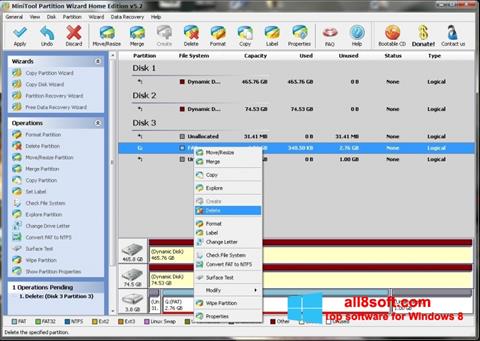 Screenshot MiniTool Partition Wizard für Windows 8