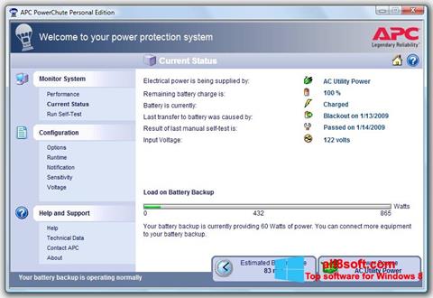 Screenshot PowerChute Personal Edition für Windows 8