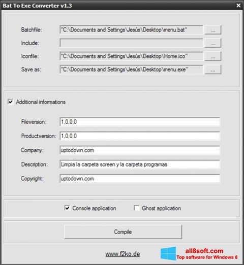 Screenshot Bat To Exe Converter für Windows 8