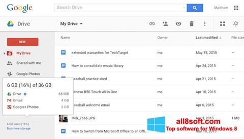 Screenshot Google Drive für Windows 8