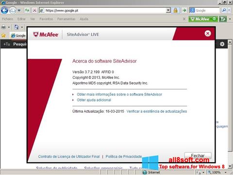Screenshot McAfee SiteAdvisor für Windows 8