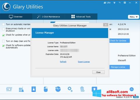 Screenshot Glary Utilities für Windows 8