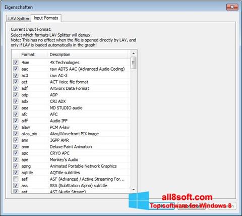 Screenshot Combined Community Codec Pack für Windows 8