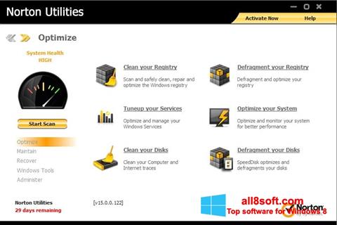 Screenshot Norton Utilities für Windows 8