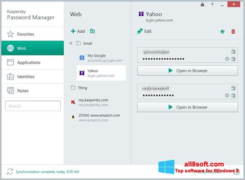 Screenshot Kaspersky Password Manager für Windows 8