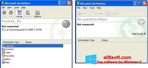 Screenshot Microsoft ActiveSync für Windows 8