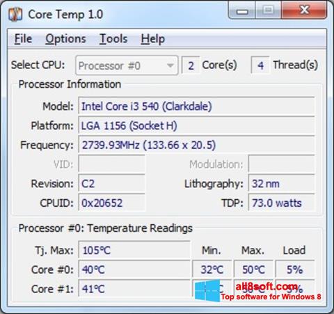 Screenshot Core Temp für Windows 8