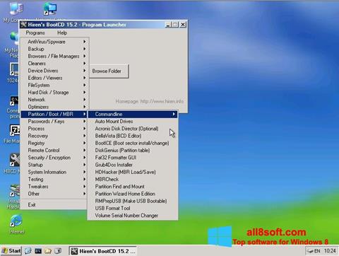 Screenshot Hirens Boot CD für Windows 8