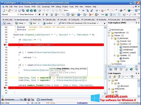 Screenshot phpDesigner für Windows 8