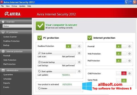 Screenshot Avira Internet Security für Windows 8