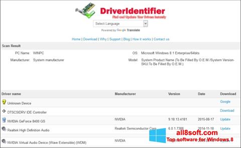 Screenshot Driver Identifier für Windows 8