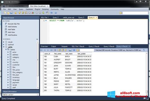 Screenshot MySQL Workbench für Windows 8