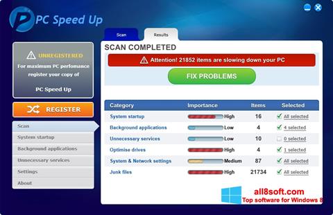 Screenshot PC Speed Up für Windows 8