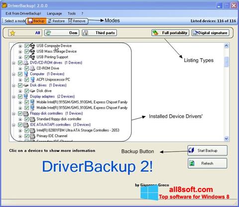 Screenshot Driver Backup für Windows 8
