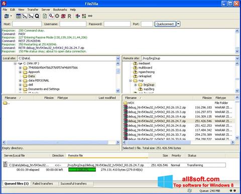 Screenshot FileZilla Server für Windows 8