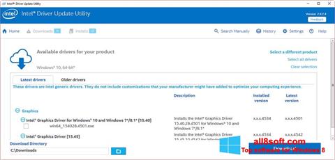 Screenshot Intel Driver Update Utility für Windows 8