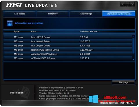Screenshot MSI Live Update für Windows 8